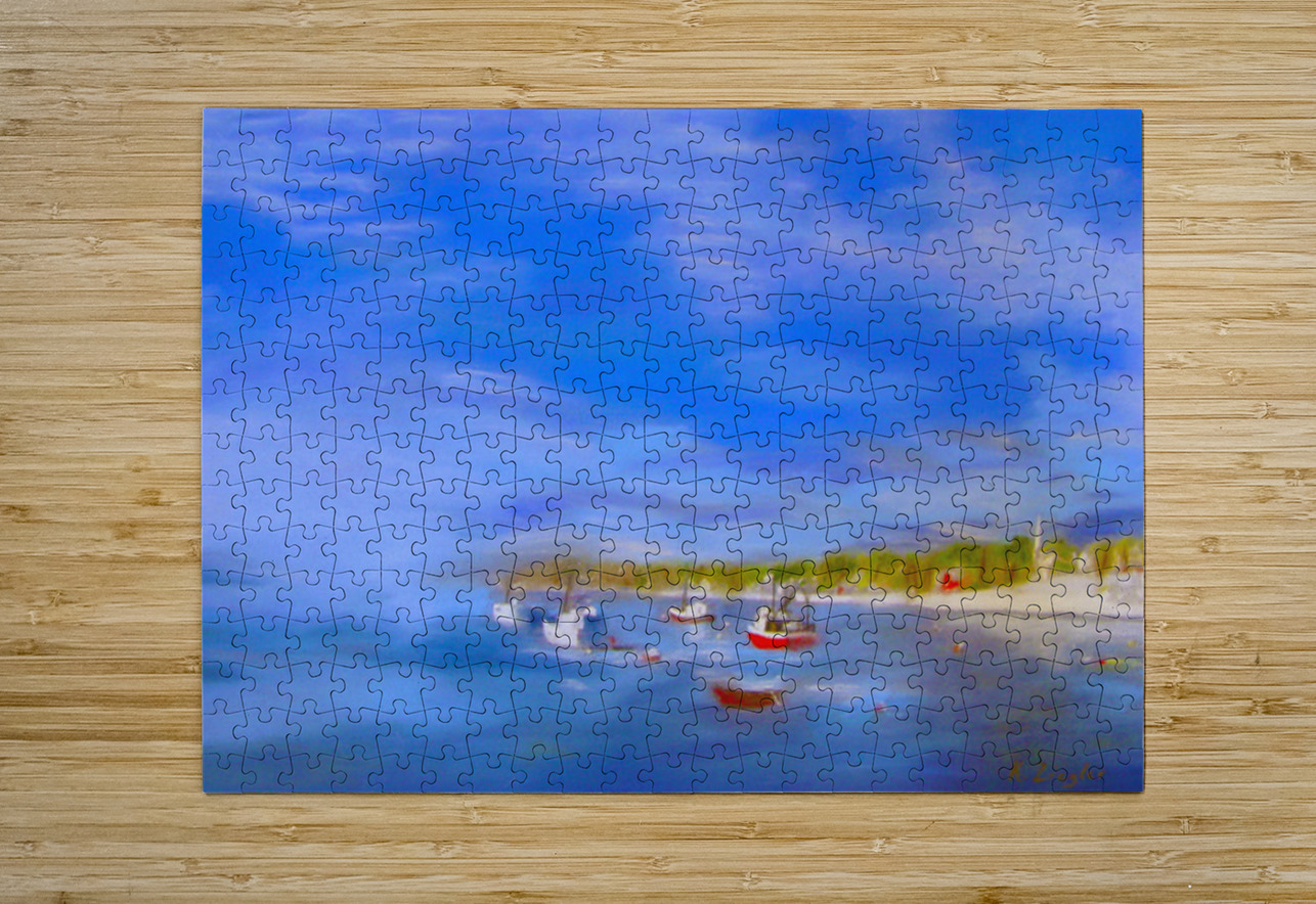 Winter Boats Teal Tide Gallery Puzzle printing